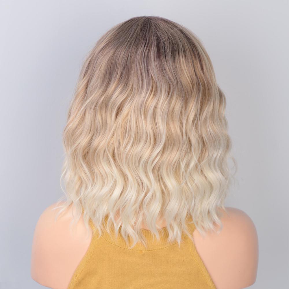 Aisibeauty pastel ondulado peruca com franja de ar feminino curto bob rosa peruca encaracolado ondulado ombro comprimento cosplay peruca para a menina 30cm azul: WS751-R6-27-30-60