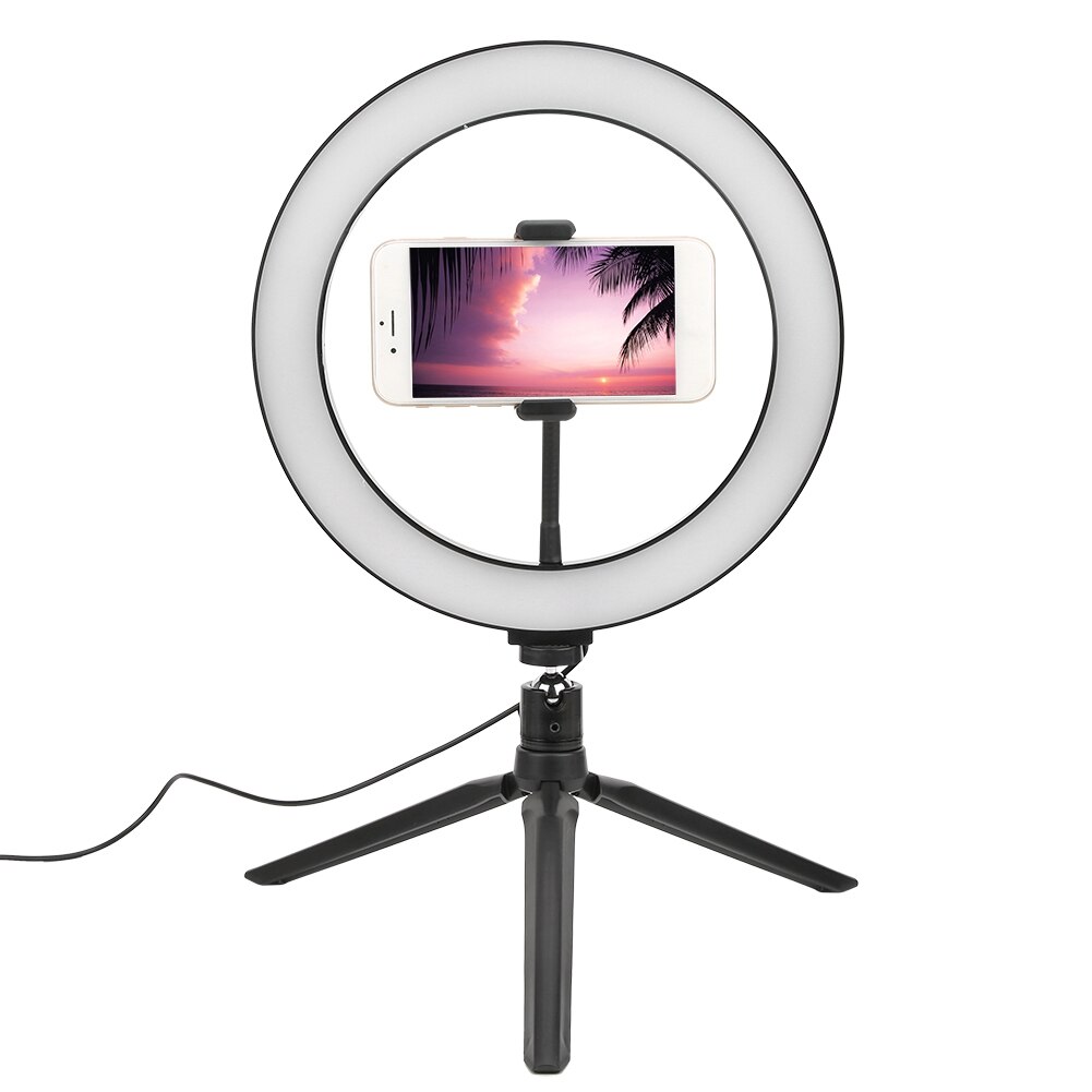 Ringlight 10 Inch LED Dimmbare Make-Up Drei Modi Desktop Selfie Ring Füllen Licht für Live-Video mit Stativ Handy