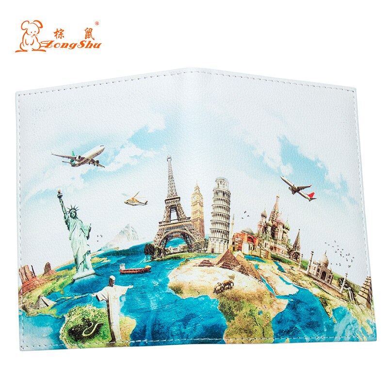 World map Color mixing buckle unisex passport cover with traveling Built in RFID Blocking Protect personal information