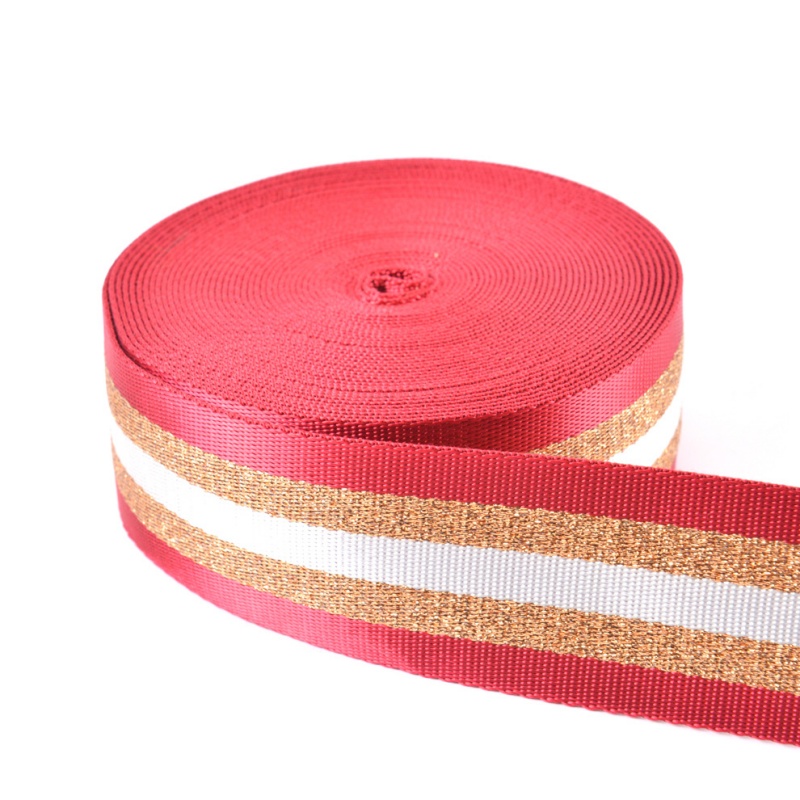 1.5inch Wide 3 meters Metallic Golden/Silver Strip Webbing Strap For Bag Strap DIY Crafting Projects: Light Gold