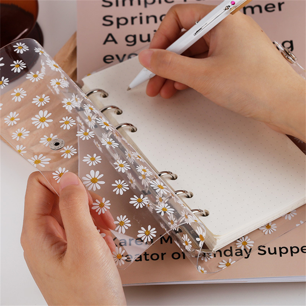 Schattige Daisy Notebook Cover A6 A7 Transparante 6 Ringen Bindmiddel Bestandsmap Diy Notebook Pvc Shell School Kantoorbenodigdheden