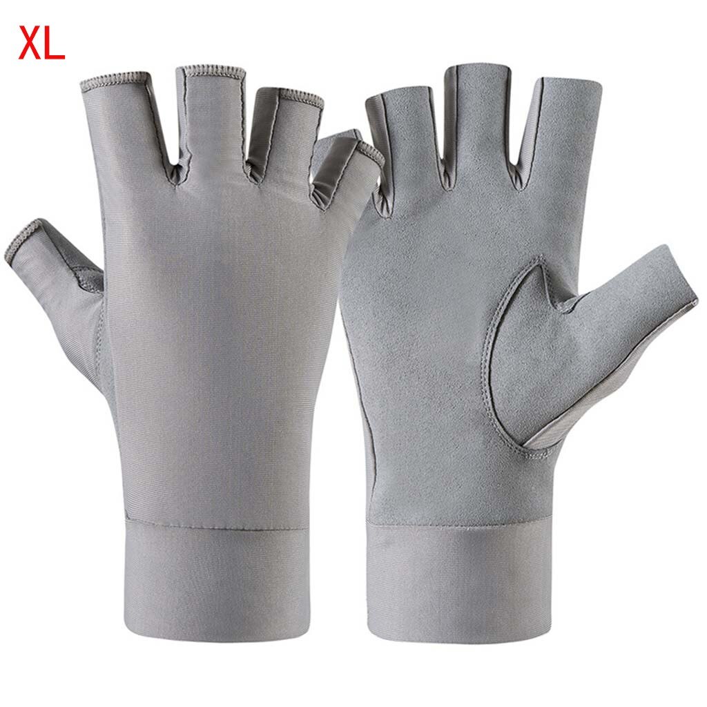 Sun Protection Fingerless Fishing Gloves UPF 50+ Men's Women's UV Gloves for Kayaking Paddling Hiking Cycling June 29th: Gray / XL