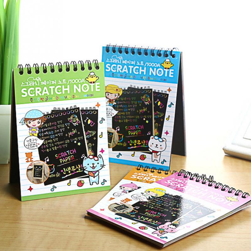 Couleur magique Rayures carnet de Notes Papier Noir BRICOLAGE DESSIN Jouets Gratter Peinture Enfant Doodle