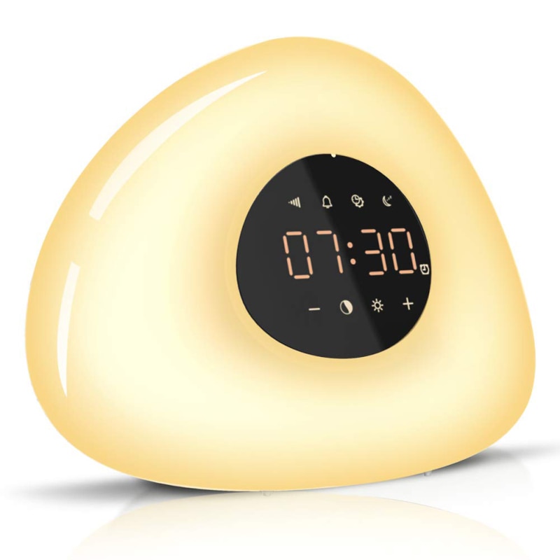 Smart Wake Up Light Alarm Clock LED Bedside Lamp Touch Control Night Light Sunrise Sunset Simulation 10Nature Sounds For Bedroom