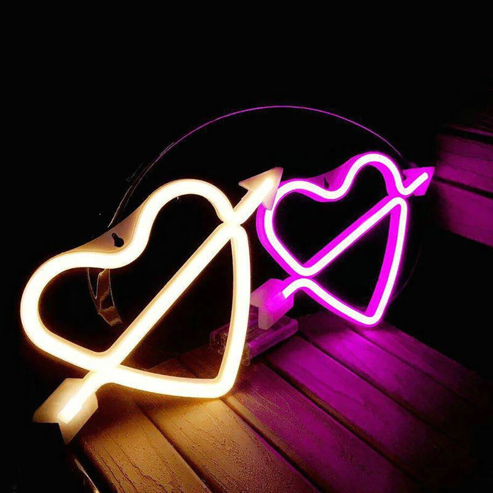 Diy Licht Up Teken Neon 26 Verlichte Letters 0-9 Nummers Wanddecoratie Usb/Batterij-Operated Lights voor Bruiloft Verjaardag Decor: Heart