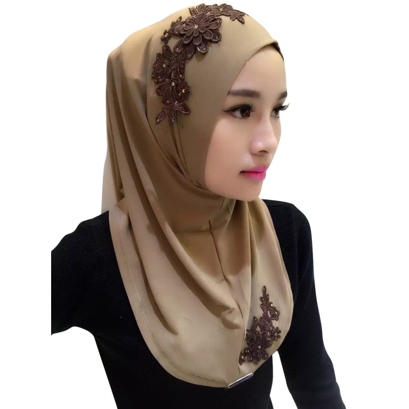 Ladies Lace Embroidery Headband Hijab Islamic Scarves Bonnet Shawls Muslim Scarf Women Hijab Islamic 11 Colors