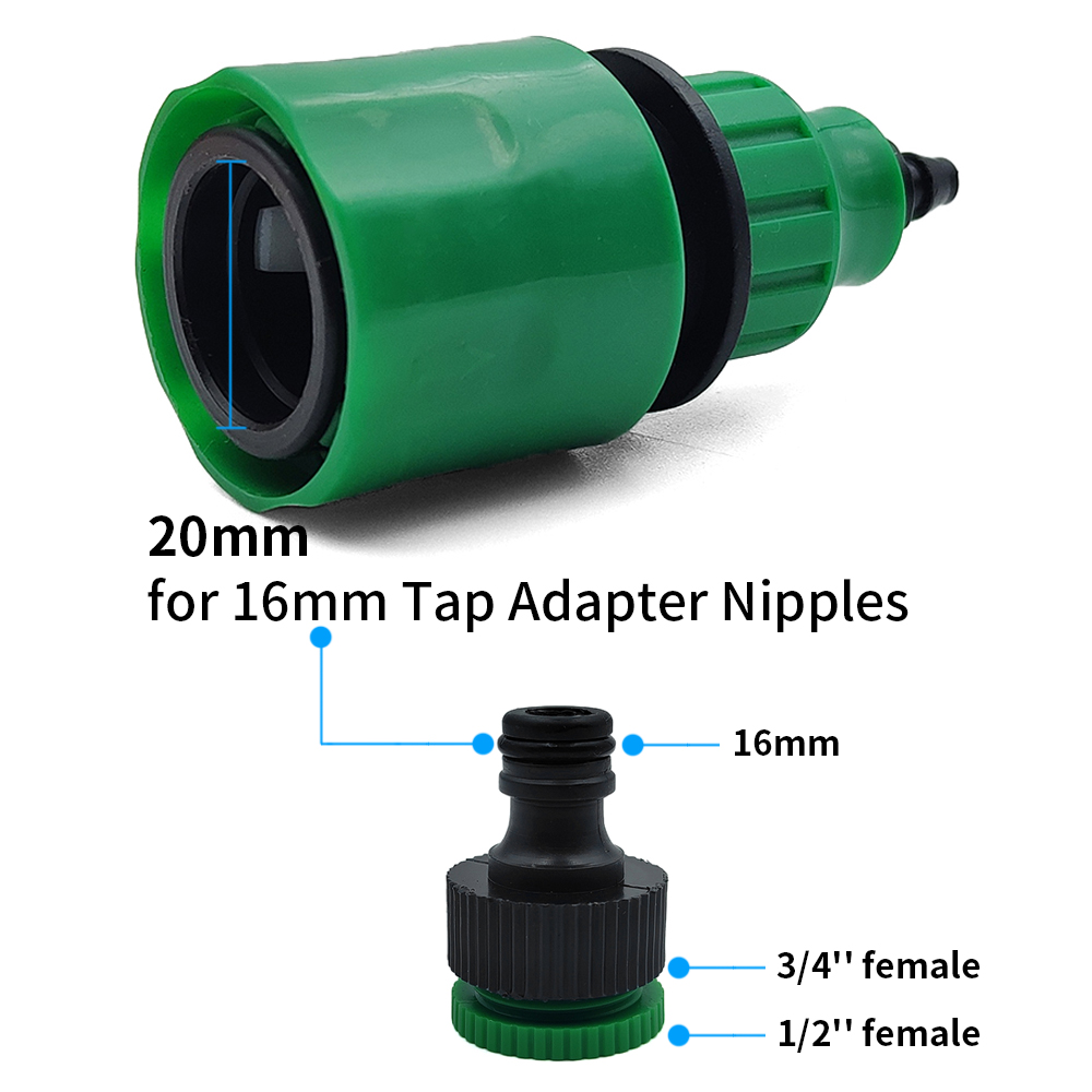 WUJIE Adattatore ad innesto rapido da 2 pezzi con connettore spinato da 1/4 (ID 4 mm) o 3/8 pollici (8 mm) per irrigazione giardino irrigazione serra