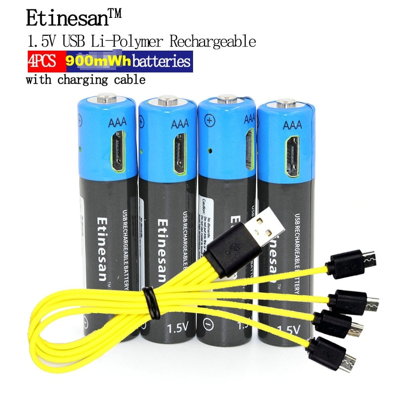Power Etinesan 1.5V Aaa 900mWh Li-Polymer Li-Ion Lithium Oplaadbare Batterij Usb Power Batterijen