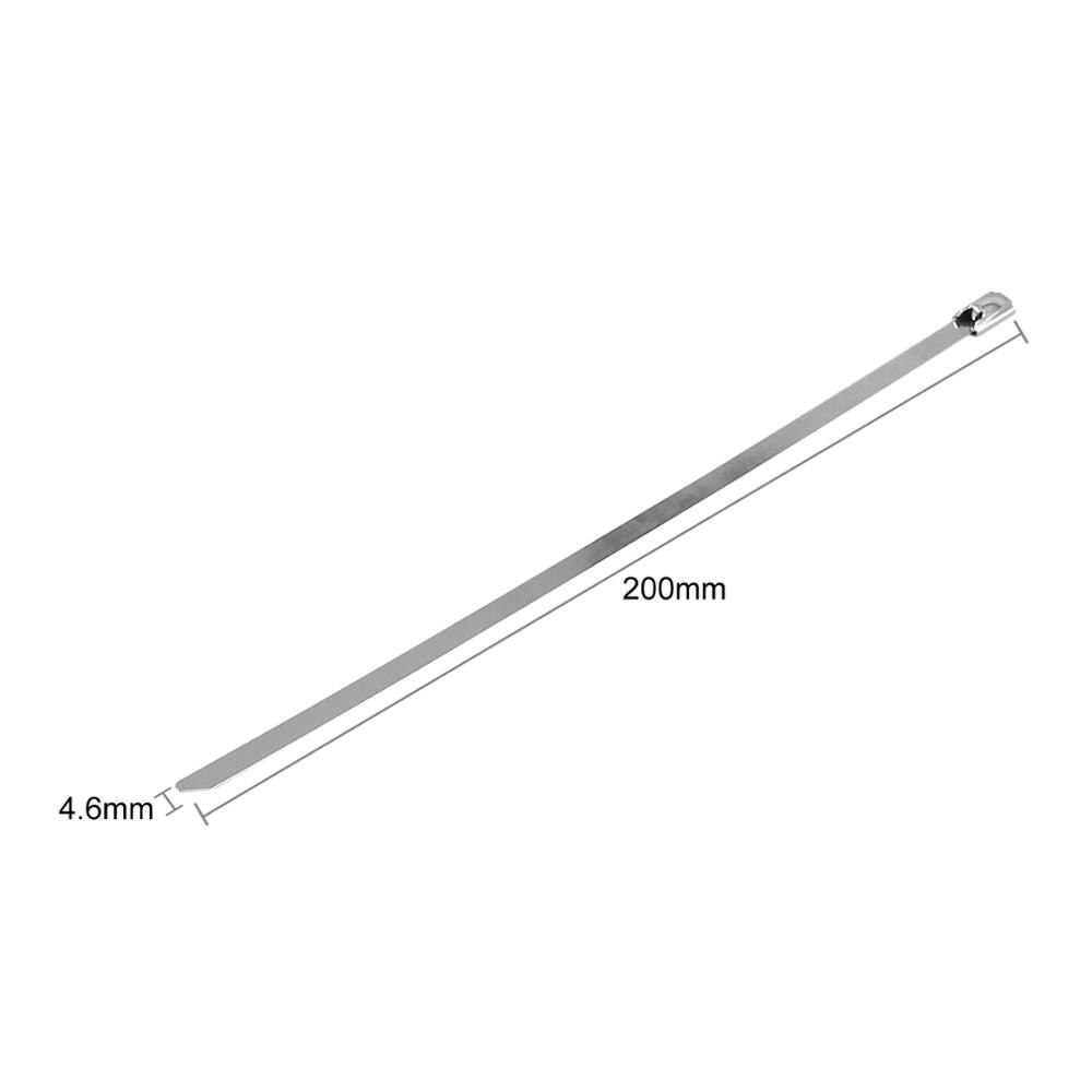 Proster 100 stk 304 buntebånd i rustfritt stål (4.6*200mm)  buntebånd med låsbar metall i marinekvalitet