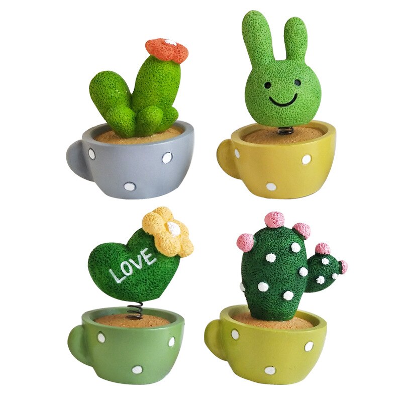 Auto accessoires schattige lente groene oog plant cactus kleine pot ornament lente cabine een kleine gadget decoratie interieur
