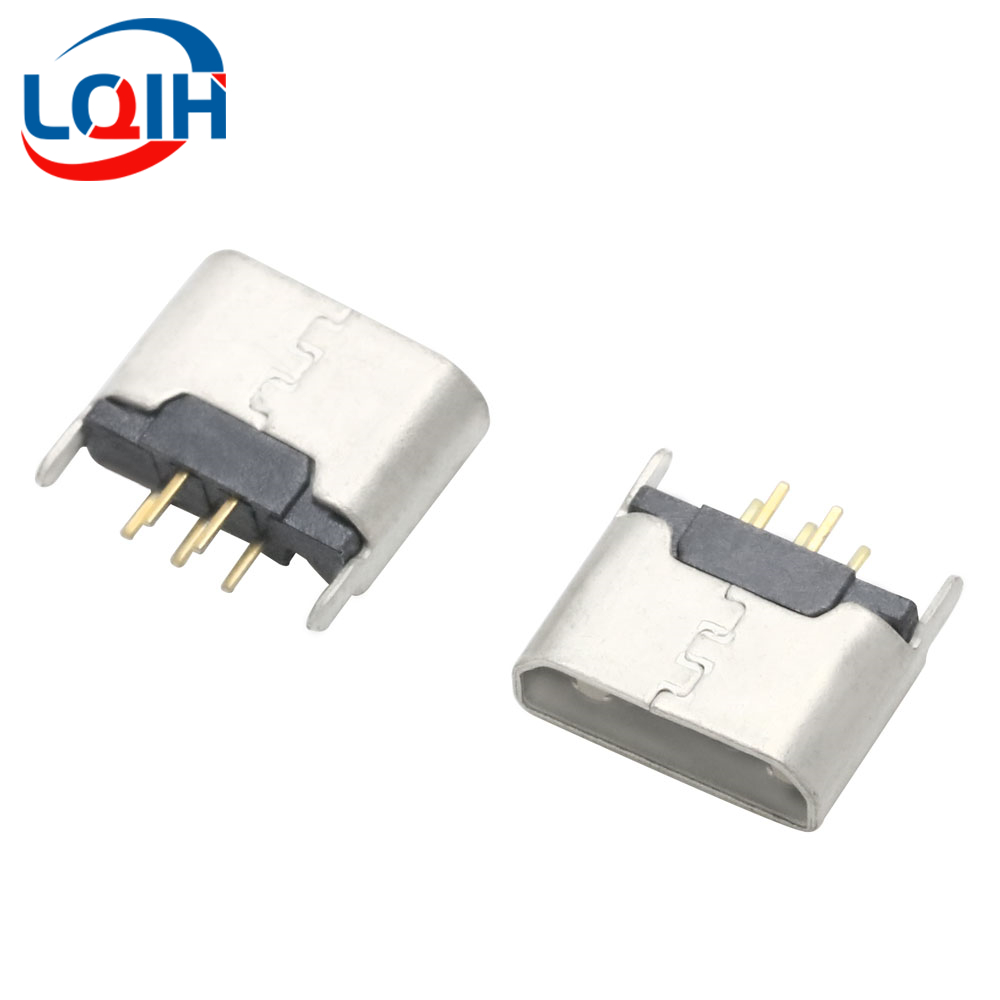 Conector Micro USB 2 de 5 pines, conector hembra DIP SMD para teléfono, tabletas, altavoces, etc., puerto de carga, enchufe de alimentación v8, 10 Uds.: Morado