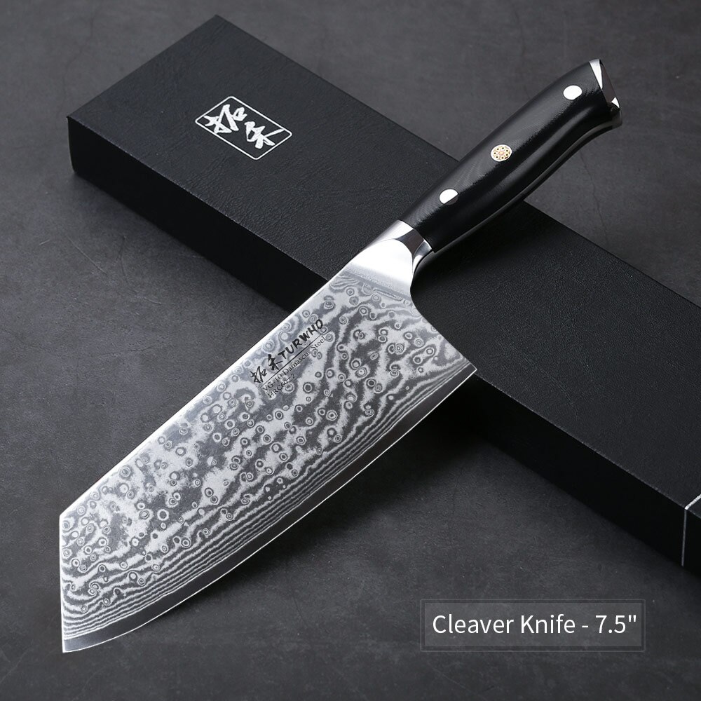 TURWHO Chef Knife 8 Inch Gyutou Japanese Damascus Steel Kitchen Knives ...