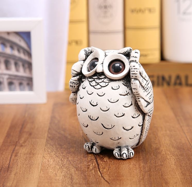 Cute 3 Pieces Mini Figurines owl Resin Crafts for Home Car Hotel Restaurant Decor Crafts