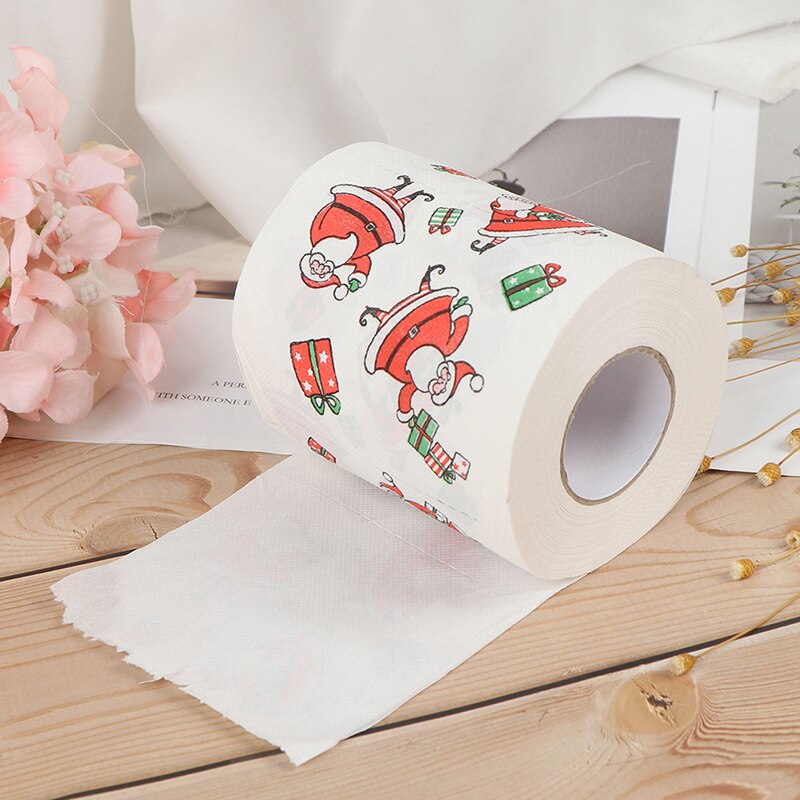 Christmas Paper Decor Newest Festive Paper Roll Tissue Decorations Xmas Santa Room Toilet