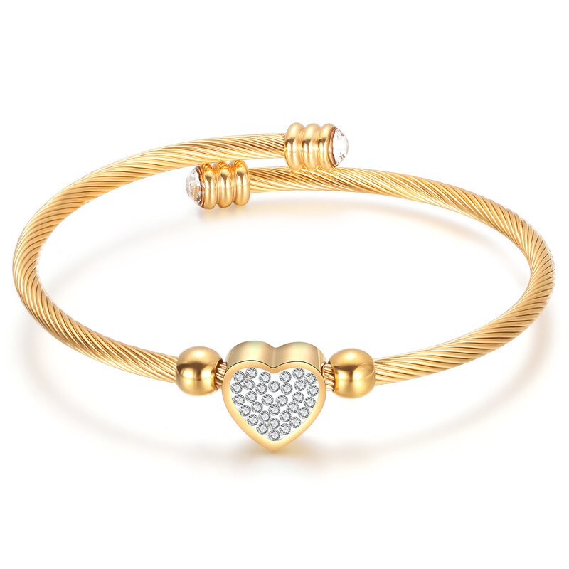 ZORCVENS Neue Liebe Herz Charme Armbänder Für Frauen Gold Silber Farbe Edelstahl Kristall Armbinde & Armreif Schmuck für Frau: 83535