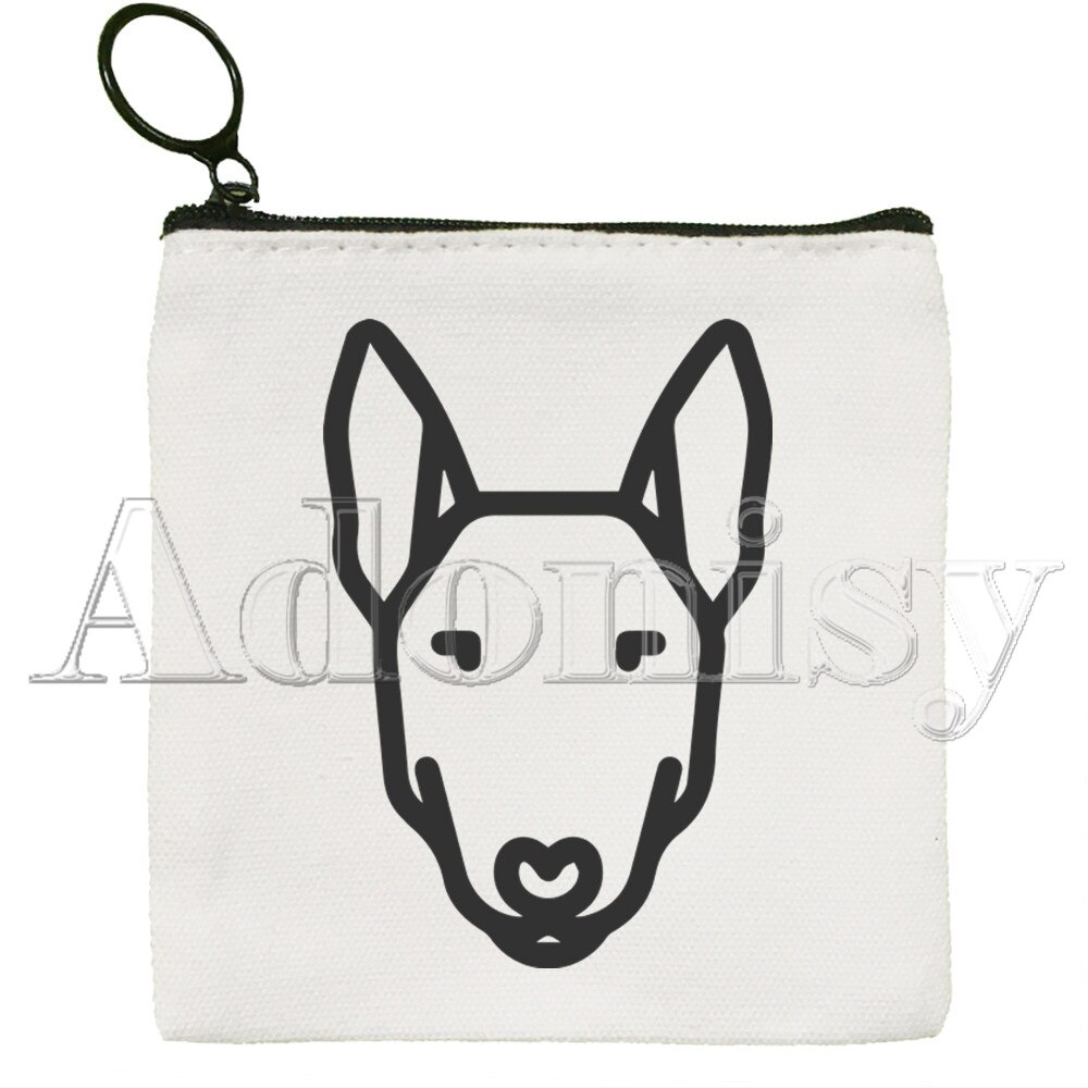 Bull Terrier borsa di tela borsa bianca pura, borsa con cerniera borsa portamonete pochette: J