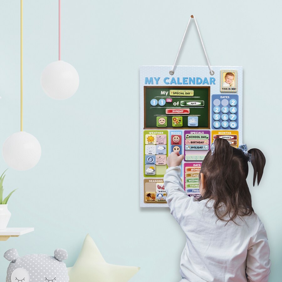 Magnetic Calendar, mood season day month year weather learning educational preschool board, kindergarten