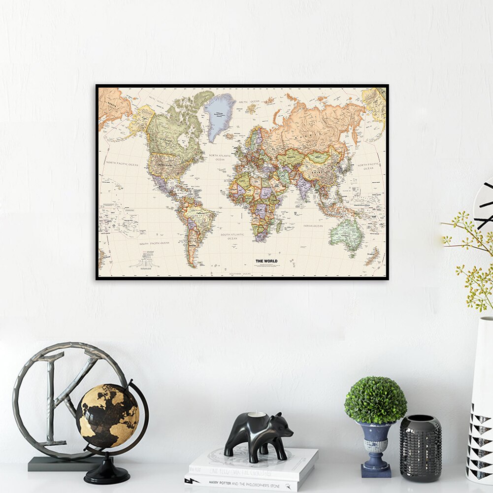 75*50cm The World Political Map with Details Vinta... – Grandado