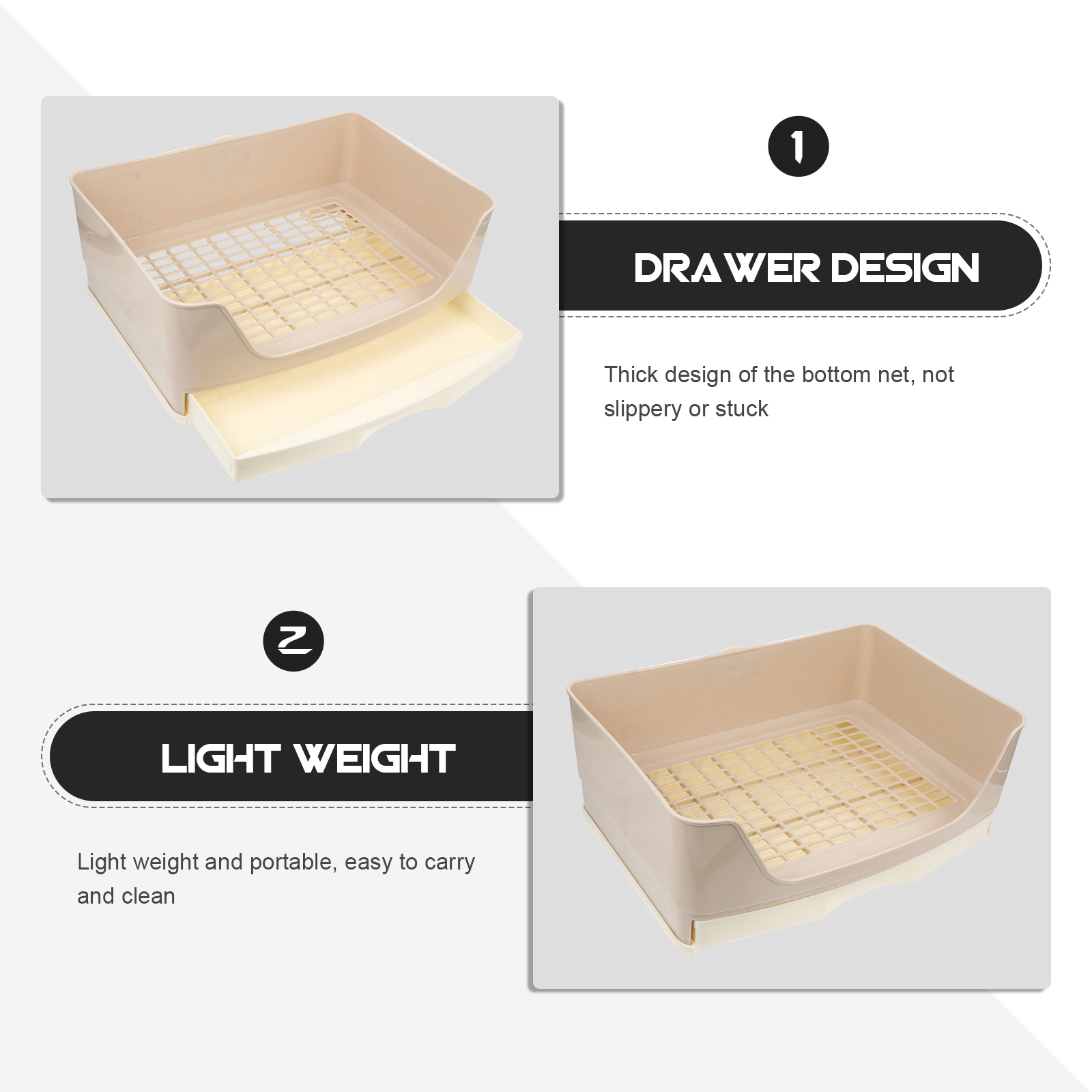 40X29X16Cm inodoro de conejo gran espacio entrenador orinal cajón para mascotas caja de arena ropa de cama productos para mascotas conejillo de indias seguro portátil fácil