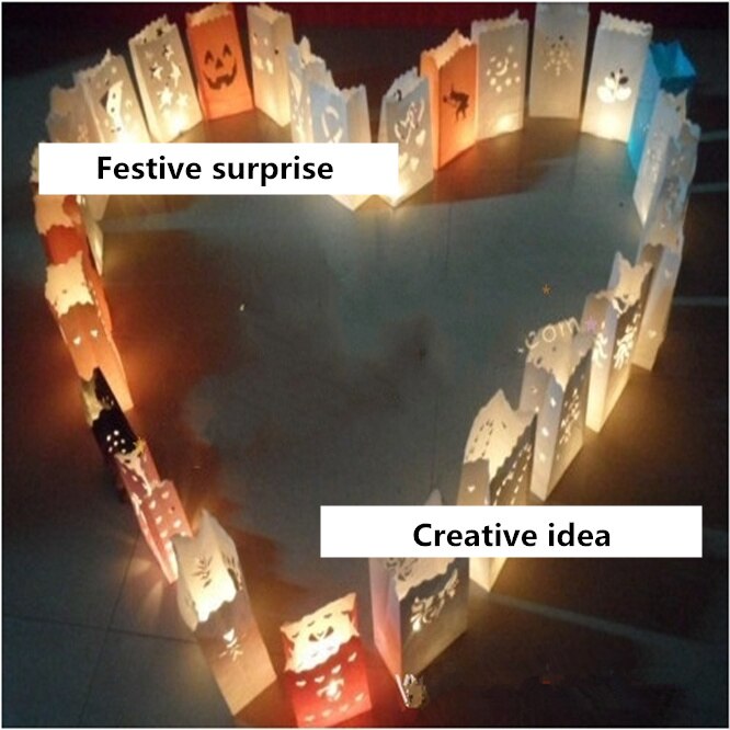 10 pcs/lot en plein air bougie lanterne étoiles thé porte-lumière papier lanterne bougie sac pour fête de fête fournitures de mariage décoration