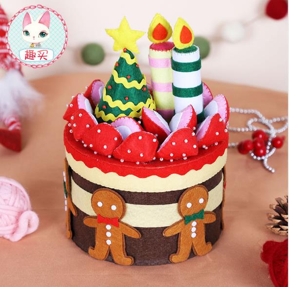 Filzen kit filz diy handwerk Handgemachte bunte kuchen Lagerung Fall Für Kinder Geburtstag Speziellen Fühlte DIY Paket: Tiefe Blau