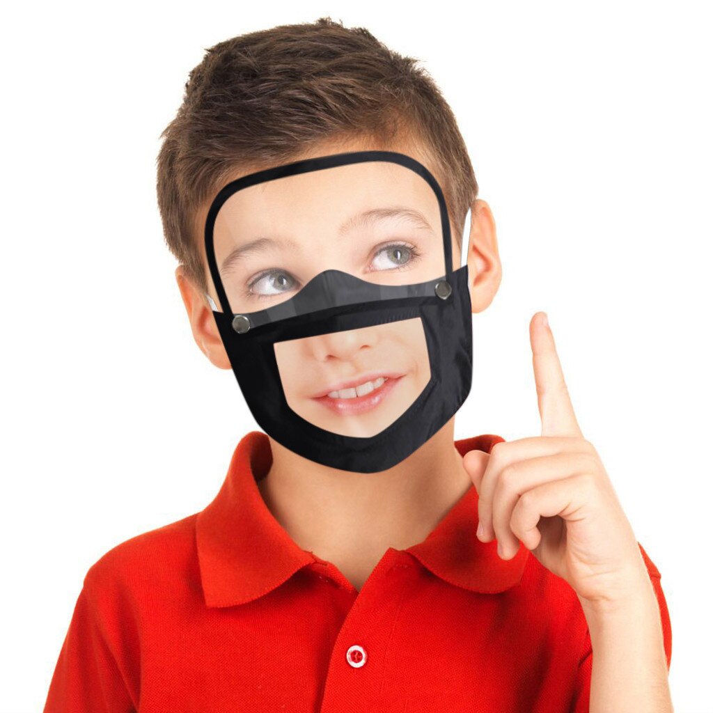 Kids 'Kind Zichtbaar Mond Cover Gezicht Masker Met En Afneembare Eye Shield Ademend Masker Doek Mond Caps Herbruikbare Gezicht