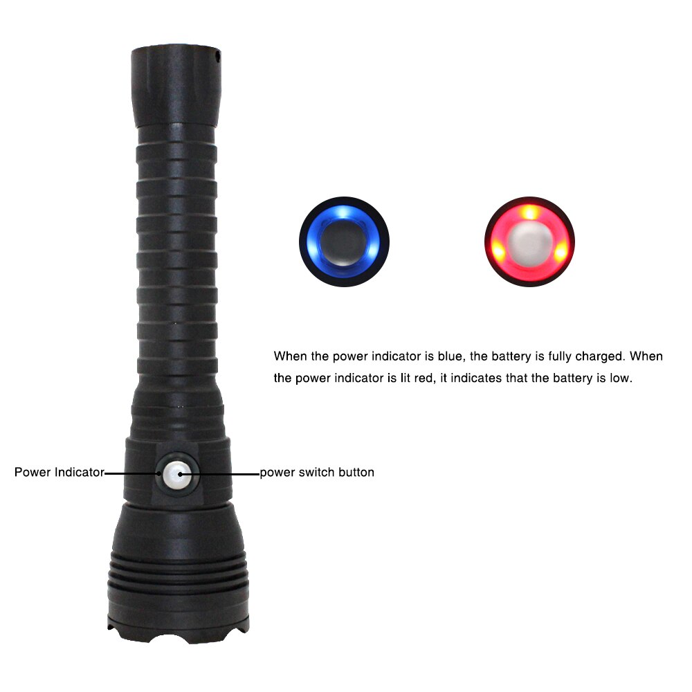 Linterna de submarinismo XHP70.2, luz LED subacuática de 100M XHP70, Linterna de buceo impermeable, batería 26650 + cargador