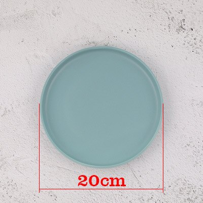 Matte Ceramic Plate Steak Dish Lunch Tray Salad Dish for Food Photography Shooting Background Photo Studio Adornment Fotografia: Blue 20cm