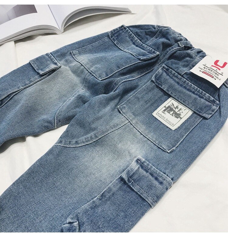 Drenge patchwork jeans børn løse harlan jeans denimbukser 5-16 år cowboy børn stor pakke pp jeans drengetøj