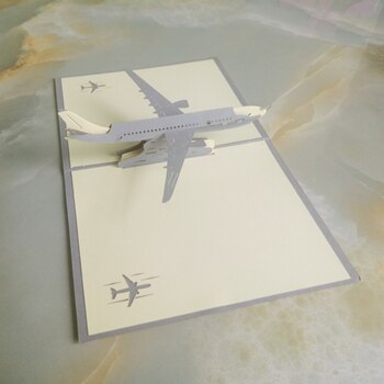 Handmade Paper cut 3D stereoscopic aircraft Greeting card Folding type Unique Chinese Ethnic Crafts cards: Light Grey