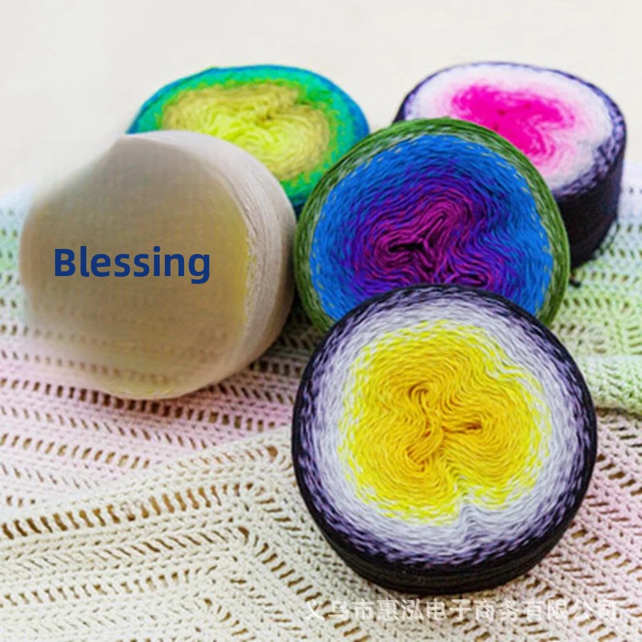 Regenbogen-Farbverlaufs-Baumwollgarn, handgestrickt, Häkelgarn für Heimdekoration, Kuchen gemusterter Garn-Färbeprozess