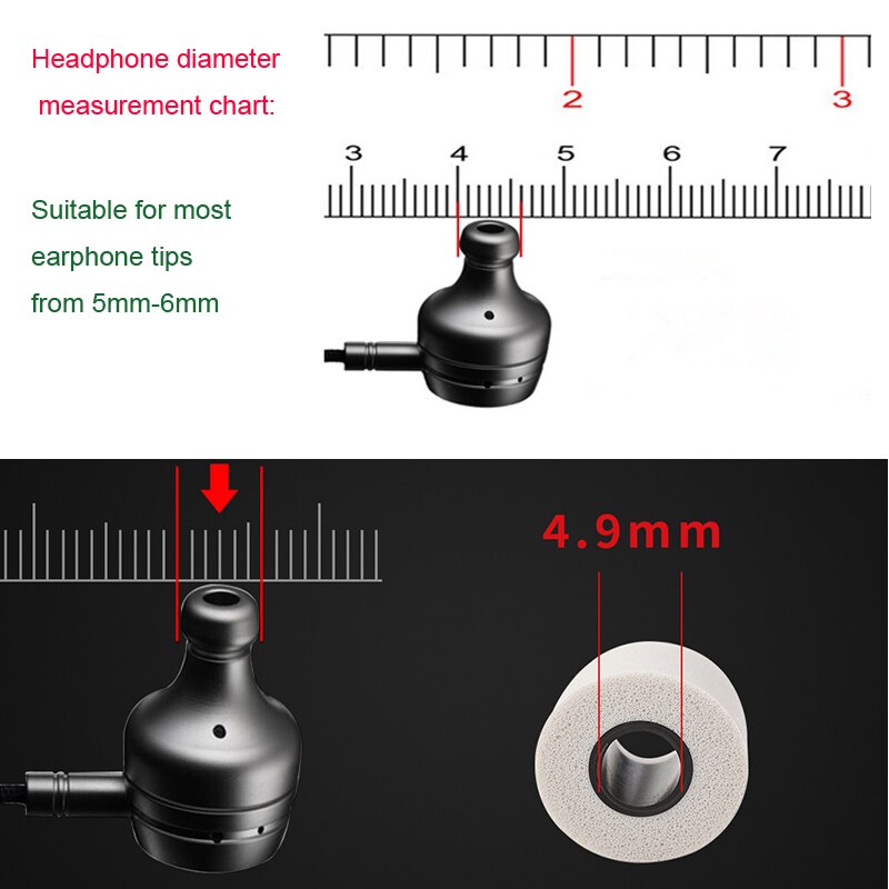 24Pcs T500 4.9mm Headphones Memory Foam Tips ANJIRUI Original Sponge Earplugs T400 Ear Pads For In-Ear Headset 4.9mm-6.0mm