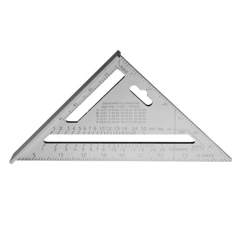 Reglas de ángulo triangular de aleación de aluminio de 7/12 pulgadas para carpintería, herramientas de medición de transportador de ángulos cuadrados de velocidad: 7 pulgadas imperiales