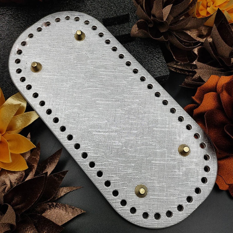 Owalne długie dno do torby z dzianiny PU skórzane akcesoria do toreb ręcznie dno z 52 otworami DIY torba szydełkowa dno 22x10cm