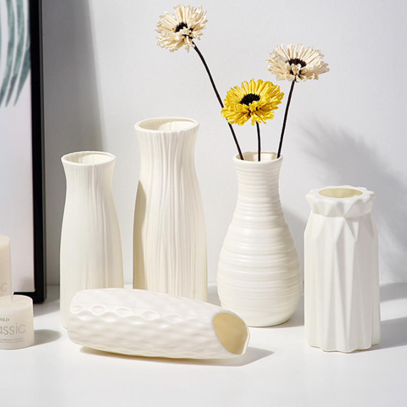 Skandinavisk plastikvase stue soveværelse dekorativ vase simpelt hjem frisk blomsterarrangement vase 1pc