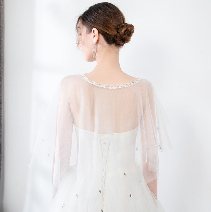 Zomer rode blauwe tule bruidsomslagdoeken sjaal dames avond cape bolero strass bruidsjurk bruiloft feest jassen omslagdoek