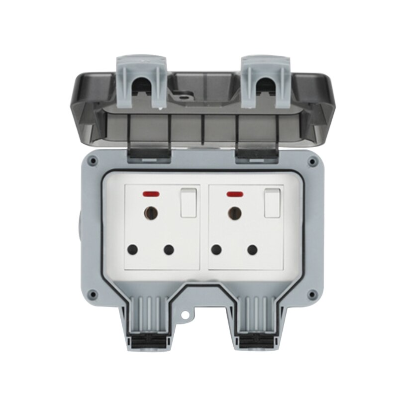 UK/EU Plug Electrical Wall Socket Outdoor Waterproof Dust-proof Power Outlet: EU 2