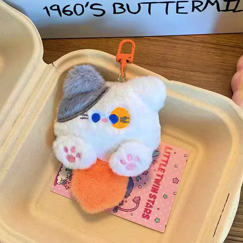 2 stks Kawaii Zachte Pluche Kat Pop Hanger Sleutelhanger Rugzak Pop Sleutelhanger Paar Tas Sleutelhanger Creatieve Pluizige Grappige Decoratieve