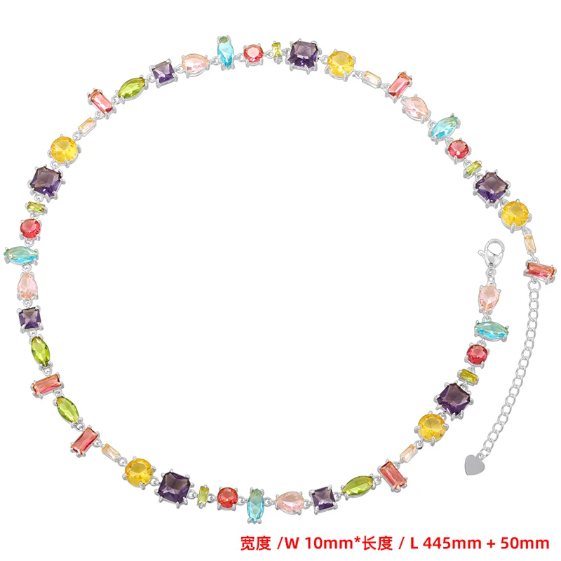 ZHUKOU 18K Golden Plated Colourful Crystals Collarbone Necklace Ladies Beaded Bracelet Ladies Jewellery:VL585 VL586: Gold-color