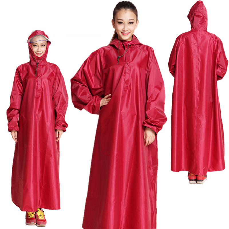 Regenjas Lange Vrouwen Regen Pak Wandelen Verhogen Motorfiets Singles Man Fietsen Regen Jas Meisjes Met Manchet Poncho Regen Jas: RED / XXXL