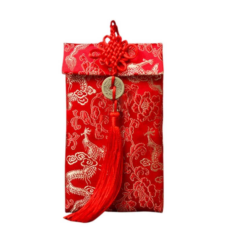 High-end bryllup stof rød kuvert personlighed brokade rød kuvert til bryllupsfødselsdag år rød kuvert: A7