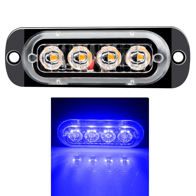 6LED 4LED luz de advertencia de coche luz de avería de parrilla coche camión remolque baliza lámpara LED luz lateral ámbar 12V - 24V: Beige / Azul oscuro