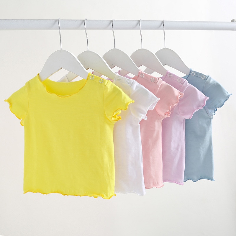 Baby T-shirt Mode Zomer Korte Mouwen Effen Pasgeboren Baby Tee Shirt Jongen Meisje Peuter Baby Kleding Mooie Tops 3-24M