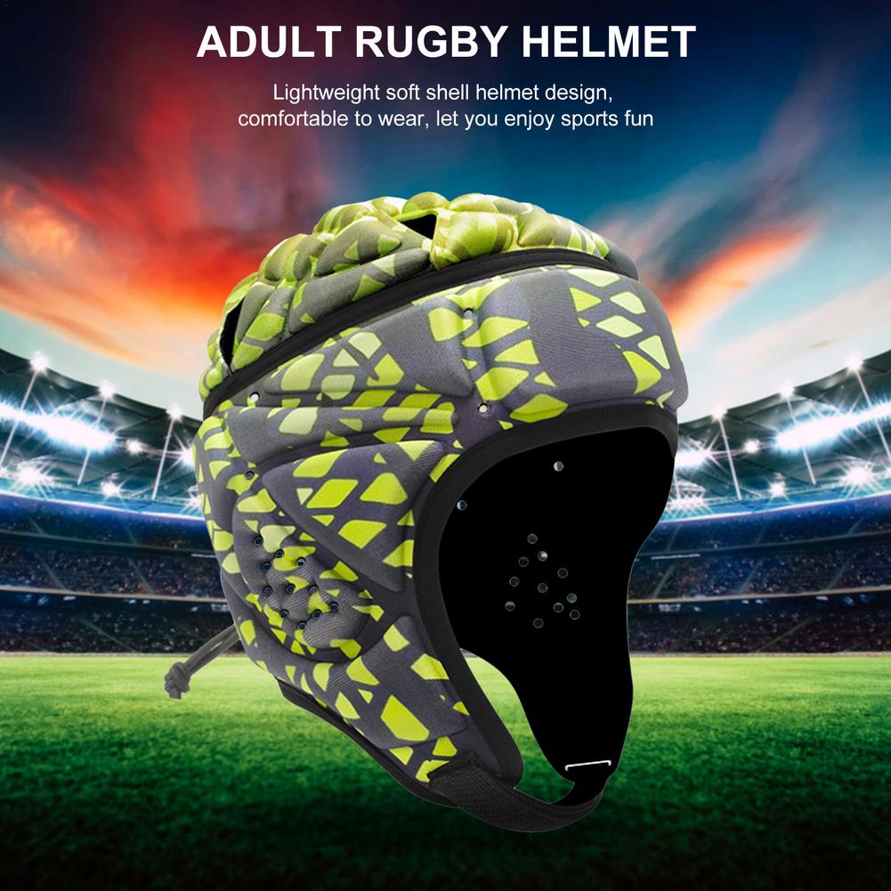 Soft Padded Rugby Helmet Adjustable Headgear EVA Head Protector Goalkeeper Helmet For Soccer Baseball Flag Football Skateboard