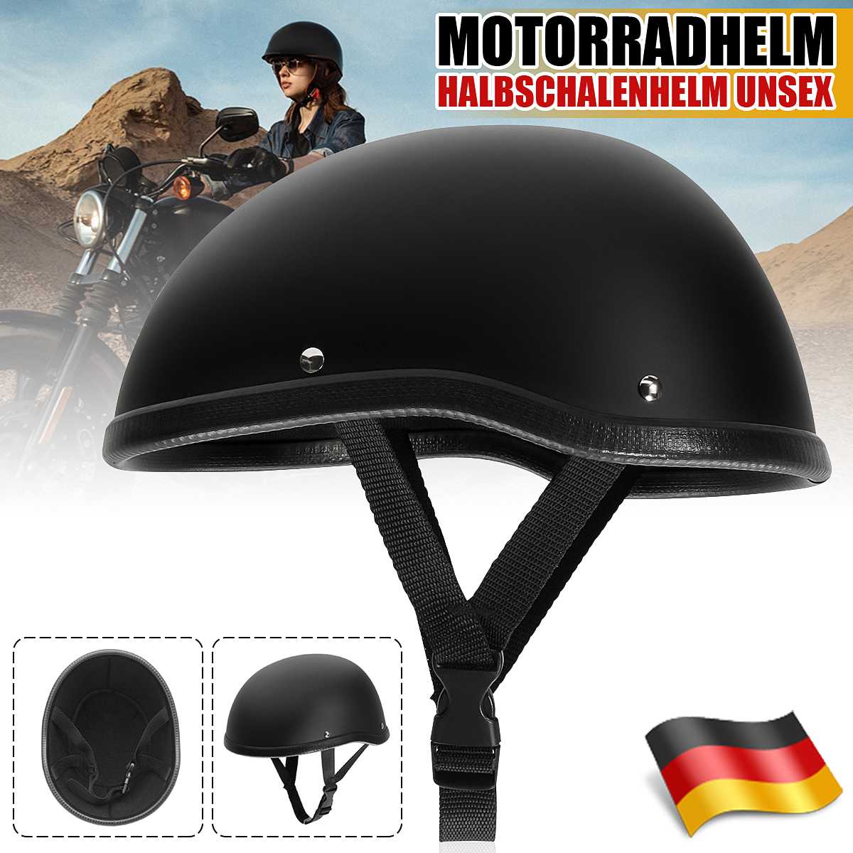 Retro Vintage Motorhelm Half Open Helm Motocross Retro Duitse Stijl