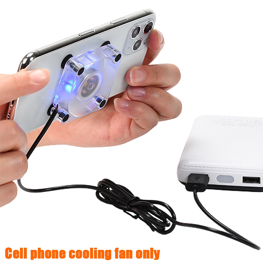USB Charging Universal Mobile Phone Cooling Fan Accessories Game Removable Suction Cup Portable Home Mini Tablet Blue Light
