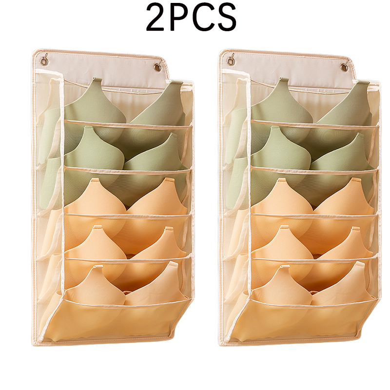4 stuks ondergoed panty opslag hangende tas wandmontage beha opslag organisator rek thuis closet organisator opbergzakken: Dark Gray