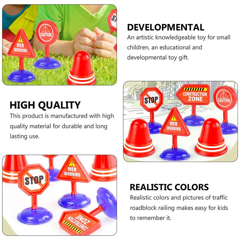 10 pièces bricolage enfants panneau de signalisation jouets avertissement barrage routier Simulation panneaux de signalisation