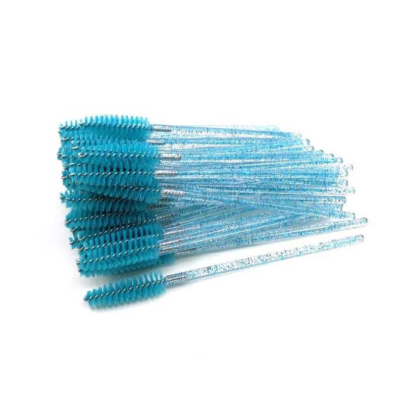 Crystal Disposable Lash Makeup Brush Applicator Styling Tools Individual Mini Mascara Wand Brush Eyelash extension: Peacock blue