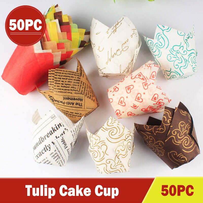 Cupcake revêtements tasse papier Tuli cuisson emballage boîte gâteau Muffin tasse boîte maison cuisine cuisson tulipe gâteau tasses